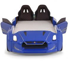 Дитяче ліжко машина GTR Blue 190х90 см з підсвіткою, музикою, шкіряний салон, пультом